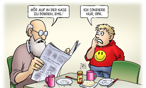 Cartoon: Nasen-Sondierung (medium) by Harm Bengen tagged nase,bohren,susemil,enkel,kind,opa,sondierungen,sondieren,groko,regierung,harm,bengen,cartoon,karikatur,nase,bohren,susemil,enkel,kind,opa,sondierungen,sondieren,groko,regierung,harm,bengen,cartoon,karikatur