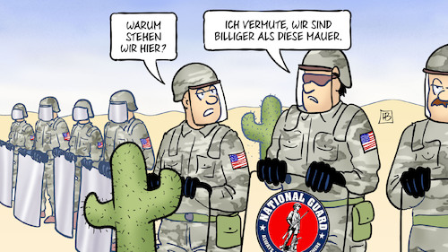 Cartoon: Nationalgarde und Mexiko (medium) by Harm Bengen tagged nationalgarde,armee,mexiko,grenze,trump,migration,drogenschmuggel,mauer,kosten,harm,bengen,cartoon,karikatur,nationalgarde,armee,mexiko,grenze,trump,migration,drogenschmuggel,mauer,kosten,harm,bengen,cartoon,karikatur