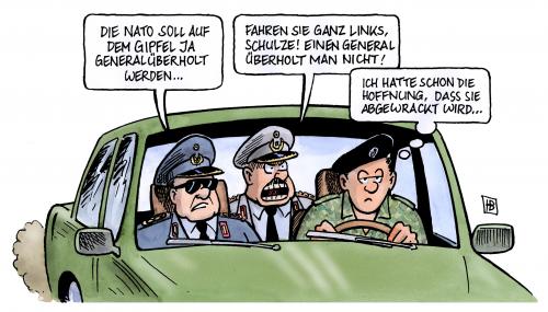 Cartoon: NATO-Gipfel (medium) by Harm Bengen tagged nato,gipfel,general,überholen,militär,fahrer,fahren,abwracken,verschrotten,auflösen,militärbündnis,cartoon,cartoons,nato,gipfel,general,militär,fahren,fahrer,abwracken,verschrotten,auflösen,militärbündnis,abwrackprämie,politik,wirtschaft,boss,chef,krieg