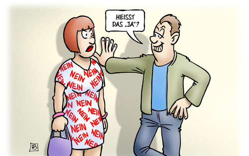 Cartoon: Nein heisst Nein (medium) by Harm Bengen tagged nein,ja,sexualstrafrecht,vergewaltigung,mann,frau,harm,bengen,cartoon,karikatur,nein,ja,sexualstrafrecht,vergewaltigung,mann,frau,harm,bengen,cartoon,karikatur