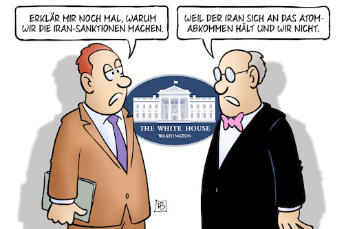 Cartoon: Neue Iran-Sanktionen (medium) by Harm Bengen tagged weisses,haus,iran,sanktionen,atom,abkommen,trump,usa,harm,bengen,cartoon,karikatur,weisses,haus,iran,sanktionen,atom,abkommen,trump,usa,harm,bengen,cartoon,karikatur