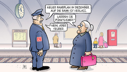 Cartoon: Neuer Fahrplan (medium) by Harm Bengen tagged neuer,fahrplan,dezember,bahn,bahnhof,bahnsteig,verlass,pünktlicher,teurer,susemil,harm,bengen,cartoon,karikatur,neuer,fahrplan,dezember,bahn,bahnhof,bahnsteig,verlass,pünktlicher,teurer,susemil,harm,bengen,cartoon,karikatur