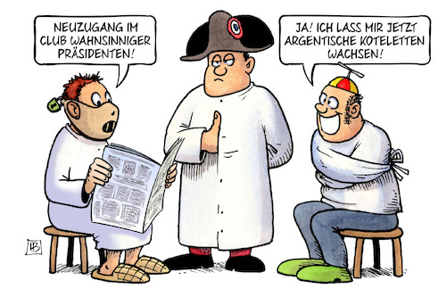 Cartoon: Neuzugang (medium) by Harm Bengen tagged neuzugang,club,wahnsinniger,präsidenten,irrenanstalt,verrückte,argentische,koteletten,milei,wahl,harm,bengen,cartoon,karikatur,neuzugang,club,wahnsinniger,präsidenten,irrenanstalt,verrückte,argentische,koteletten,milei,wahl,harm,bengen,cartoon,karikatur