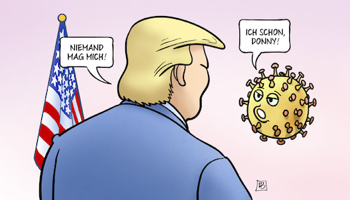 Cartoon: Niemand mag Trump (medium) by Harm Bengen tagged niemand,mag,mich,trump,corona,virus,usa,trost,donny,harm,bengen,cartoon,karikatur,niemand,mag,mich,trump,corona,virus,usa,trost,donny,harm,bengen,cartoon,karikatur