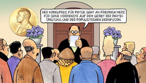 Cartoon: Nobelpreis für Merz (medium) by Harm Bengen tagged nobelpreisbekanntgabe,physik,verdienste,parteispaltung,populistisch,kernfusion,migration,asylbewerber,zahnarzt,zähne,populismus,merz,afd,cdu,harm,bengen,cartoon,karikatur,nobelpreisbekanntgabe,physik,verdienste,parteispaltung,populistisch,kernfusion,migration,asylbewerber,zahnarzt,zähne,populismus,merz,afd,cdu,harm,bengen,cartoon,karikatur