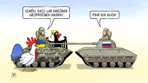 Cartoon: Normandie-Gespräche (medium) by Harm Bengen tagged normandie,gespräche,panzer,adler,hahn,gallischer,deutschland,frankreich,krieg,ukraine,nato,russland,harm,bengen,cartoon,karikatur,normandie,gespräche,panzer,adler,hahn,gallischer,deutschland,frankreich,krieg,ukraine,nato,russland,harm,bengen,cartoon,karikatur