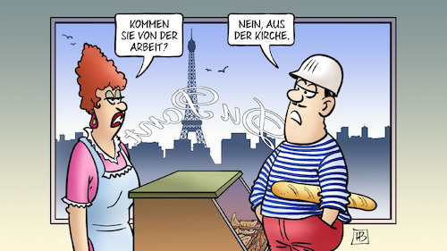 Cartoon: Notre-Dame-Messe (medium) by Harm Bengen tagged notre,dame,messe,arbeit,kirche,paris,brand,helme,bau,bäckerei,harm,bengen,cartoon,karikatur,notre,dame,messe,arbeit,kirche,paris,brand,helme,bau,bäckerei,harm,bengen,cartoon,karikatur