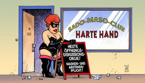 Cartoon: Öffnungsdiskussionsorgien (medium) by Harm Bengen tagged öffnungsdiskussionsorgien,merkel,masken,abstandspflicht,sadomaso,club,harte,hand,domina,corona,coronavirus,ansteckung,pandemie,epidemie,krankheit,schaden,harm,bengen,cartoon,karikatur,öffnungsdiskussionsorgien,merkel,masken,abstandspflicht,sadomaso,club,harte,hand,domina,corona,coronavirus,ansteckung,pandemie,epidemie,krankheit,schaden,harm,bengen,cartoon,karikatur