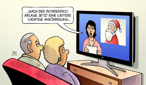 Cartoon: Oktoberfest-Absage (medium) by Harm Bengen tagged oktoberfest,wiesn,absage,ankündigung,tv,weihnachten,weihnachtsmann,corona,coronavirus,ansteckung,pandemie,epidemie,krankheit,schaden,harm,bengen,cartoon,karikatur,oktoberfest,wiesn,absage,ankündigung,tv,weihnachten,weihnachtsmann,corona,coronavirus,ansteckung,pandemie,epidemie,krankheit,schaden,harm,bengen,cartoon,karikatur