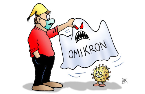 Cartoon: Omikron-Schein (medium) by Harm Bengen tagged omikron,schein,corona,virus,michel,laken,gespenst,grösse,gefahr,ansteckung,enttarnung,klein,harm,bengen,cartoon,karikatur,omikron,schein,corona,virus,michel,laken,gespenst,grösse,gefahr,ansteckung,enttarnung,klein,harm,bengen,cartoon,karikatur