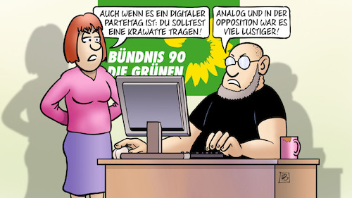 Cartoon: Opposition war lustiger (medium) by Harm Bengen tagged digitaler,parteitag,krawatte,analog,opposition,regierung,ampel,lustiger,gruene,computer,harm,bengen,cartoon,karikatur,digitaler,parteitag,krawatte,analog,opposition,regierung,ampel,lustiger,gruene,computer,harm,bengen,cartoon,karikatur