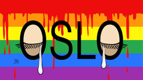 Cartoon: Oslo-Terror (medium) by Harm Bengen tagged oslo,terror,anschlag,gay,pride,fahne,tränen,blut,harm,bengen,cartoon,karikatur,oslo,terror,anschlag,gay,pride,fahne,tränen,blut,harm,bengen,cartoon,karikatur