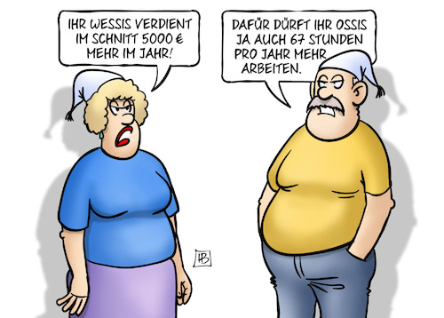 Ost-Arbeit und West-Lohn By Harm Bengen | Politics Cartoon | TOONPOOL