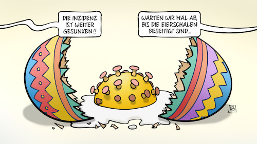 Cartoon: Oster-Inzidenz (medium) by Harm Bengen tagged ostern,osterei,inzidenz,eierschalen,corona,harm,bengen,cartoon,karikatur,ostern,osterei,inzidenz,eierschalen,corona,harm,bengen,cartoon,karikatur