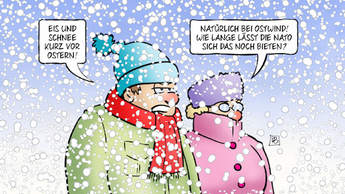 Cartoon: Ostwind (medium) by Harm Bengen tagged eis,schnee,ostern,ostwind,nato,russland,kalter,krieg,harm,bengen,cartoon,karikatur,eis,schnee,ostern,ostwind,nato,russland,kalter,krieg,harm,bengen,cartoon,karikatur