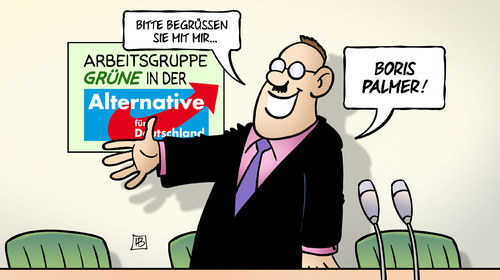 Cartoon: Palmer (medium) by Harm Bengen tagged boris,palmer,arbeitsgruppe,gruene,afd,abschiebung,fluechtlinge,flucht,syrien,rechts,populismus,harm,bengen,cartoon,karikatur,boris,palmer,arbeitsgruppe,gruene,afd,abschiebung,fluechtlinge,flucht,syrien,rechts,populismus,harm,bengen,cartoon,karikatur