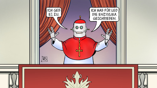 Cartoon: Papst-KI (medium) by Harm Bengen tagged papst,ki,roboter,leo,enzyklika,vatikan,balkon,harm,bengen,cartoon,karikatur,papst,ki,roboter,leo,enzyklika,vatikan,balkon,harm,bengen,cartoon,karikatur
