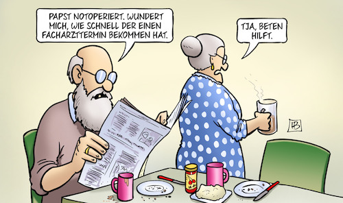 Papst notoperiert Papst notoperiert