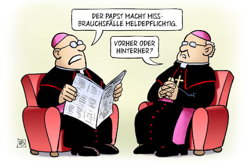 Cartoon: Papst und Missbrauch (medium) by Harm Bengen tagged papst,missbrauchsfälle,meldepflichtig,kirche,katholische,harm,bengen,cartoon,karikatur,papst,missbrauchsfälle,meldepflichtig,kirche,katholische,harm,bengen,cartoon,karikatur