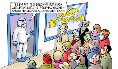 Cartoon: PCR-Priorisierung (medium) by Harm Bengen tagged pcr,test,zentrum,priorisierung,aussprechen,corona,harm,bengen,cartoon,karikatur,pcr,test,zentrum,priorisierung,aussprechen,corona,harm,bengen,cartoon,karikatur