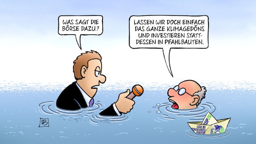 Cartoon: Pfahlbauten (medium) by Harm Bengen tagged boerse,pfahlbauten,klimagedoens,klimawandel,meeresspiegel,wasser,interview,cop26,glasgow,harm,bengen,cartoon,karikatur,boerse,pfahlbauten,klimagedoens,klimawandel,meeresspiegel,wasser,interview,cop26,glasgow,harm,bengen,cartoon,karikatur