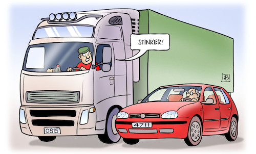 Cartoon: PKW-LKW-Ausstoss (medium) by Harm Bengen tagged stinker,pkw,lkw,lastwagen,diesel,schadstoffausstoss,stickoxide,abgaswerte,studie,umwelt,harm,bengen,cartoon,karikatur,stinker,pkw,lkw,lastwagen,diesel,schadstoffausstoss,stickoxide,abgaswerte,studie,umwelt,harm,bengen,cartoon,karikatur