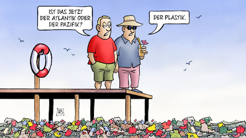 Cartoon: Plastik-Ozean (medium) by Harm Bengen tagged steg,see,wasser,rettungsring,atlantik,pazifik,plastik,un,ozeankonferenz,nizza,meeresschutz,umweltverschmutzung,harm,bengen,cartoon,karikatur,steg,see,wasser,rettungsring,atlantik,pazifik,plastik,un,ozeankonferenz,nizza,meeresschutz,umweltverschmutzung,harm,bengen,cartoon,karikatur