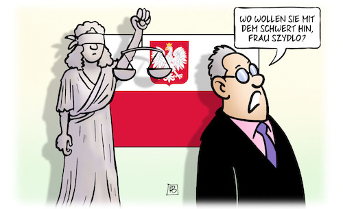 Cartoon: Polnische Justitia (medium) by Harm Bengen tagged polnische,justitia,justizreform,demokratie,gewaltenteilung,duda,schwert,szydlo,polen,harm,bengen,cartoon,karikatur,polnische,justitia,justizreform,demokratie,gewaltenteilung,duda,schwert,szydlo,polen,harm,bengen,cartoon,karikatur