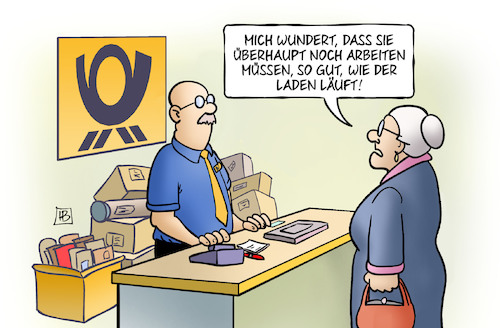 Cartoon: Post-Zahlen (medium) by Harm Bengen tagged post,zahlen,gewinn,schalter,susemil,harm,bengen,cartoon,karikatur,post,zahlen,gewinn,schalter,susemil,harm,bengen,cartoon,karikatur