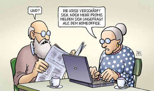 Cartoon: Promi-Krise (medium) by Harm Bengen tagged susemil,computer,laptop,krise,promis,ungefragt,homeoffice,corona,coronavirus,ansteckung,pandemie,epidemie,krankheit,schaden,harm,bengen,cartoon,karikatur,susemil,computer,laptop,krise,promis,ungefragt,homeoffice,corona,coronavirus,ansteckung,pandemie,epidemie,krankheit,schaden,harm,bengen,cartoon,karikatur