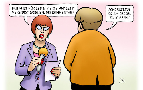 Cartoon: Putins vierte Amtszeit (medium) by Harm Bengen tagged putin,vierte,amtszeit,vereidigt,kommentar,merkel,sessel,kleben,interview,harm,bengen,cartoon,karikatur,putin,vierte,amtszeit,vereidigt,kommentar,merkel,sessel,kleben,interview,harm,bengen,cartoon,karikatur