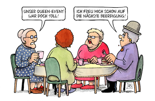 Cartoon: Queen-Event (medium) by Harm Bengen tagged susemil,kaffeklatsch,beisetzung,london,beerdigung,queen,event,elisabeth,tod,tot,gb,uk,harm,bengen,cartoon,karikatur,susemil,kaffeklatsch,beisetzung,london,beerdigung,queen,event,elisabeth,tod,tot,gb,uk,harm,bengen,cartoon,karikatur