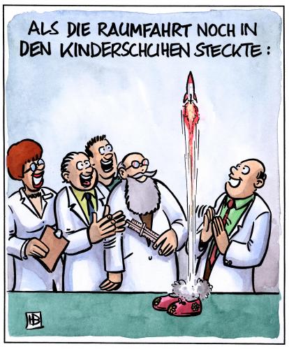 Cartoon: Raumfahrt in den Kinderschuhen (medium) by Harm Bengen tagged raumfahrt,kinderschuh,schu,kinder,forschung,all,kosmos,nasa,rakete,raumschiff