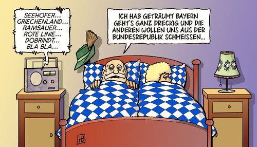 Cartoon: Rauswurf (medium) by Harm Bengen tagged rauswurf,seehofer,griechenland,ramsauer,rote,linie,dobrindt,bayern,bundesrepublik,eu,deutschland,euro,eurokrise,euroschuldenkrise,schuldenkrise,krise,kredite,rauswurf,seehofer,griechenland,ramsauer,rote,linie,dobrindt,bundesrepublik,eu