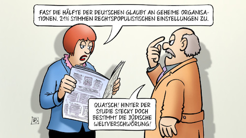 Cartoon: Rechtsextremismus-Studie (medium) by Harm Bengen tagged deutsche,glauben,verschwörungstheorien,geheime,organisationen,rechtspopulistischen,einstellungen,friedrich,ebert,stiftung,studie,jüdische,weltverschwörung,harm,bengen,cartoon,karikatur,deutsche,glauben,verschwörungstheorien,geheime,organisationen,rechtspopulistischen,einstellungen,friedrich,ebert,stiftung,studie,jüdische,weltverschwörung,harm,bengen,cartoon,karikatur