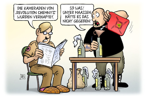 Cartoon: Rechtsterroristen (medium) by Harm Bengen tagged kameraden,revolution,chemnitz,rechtsterroristen,nazis,verhaftet,maassen,verfassungsschutz,harm,bengen,cartoon,karikatur,kameraden,revolution,chemnitz,rechtsterroristen,nazis,verhaftet,maassen,verfassungsschutz,harm,bengen,cartoon,karikatur