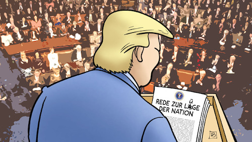 Cartoon: Rede zur Lüge der Nation (medium) by Harm Bengen tagged rede,zur,lüge,lage,der,nation,trump,kongress,usa,pelosi,harm,bengen,cartoon,karikatur,rede,zur,lüge,lage,der,nation,trump,kongress,usa,pelosi,harm,bengen,cartoon,karikatur