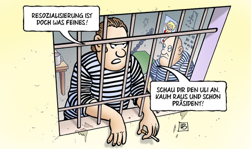 Cartoon: Resozialisierung (medium) by Harm Bengen tagged resozialisierung,uli,hoeness,praesident,fb,bayern,fussball,knast,steuerhinterziehung,straftat,harm,bengen,cartoon,karikatur,resozialisierung,uli,hoeness,praesident,fb,bayern,fussball,knast,steuerhinterziehung,straftat,harm,bengen,cartoon,karikatur