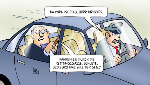 Cartoon: Rettungsgasse (medium) by Harm Bengen tagged stau,direktor,kapitalist,fahrer,chauffeur,reichtum,rettungsgasse,320,euro,geiz,strafe,stvo,scheuer,harm,bengen,cartoon,karikatur,stau,direktor,kapitalist,fahrer,chauffeur,reichtum,rettungsgasse,320,euro,geiz,strafe,stvo,scheuer,harm,bengen,cartoon,karikatur