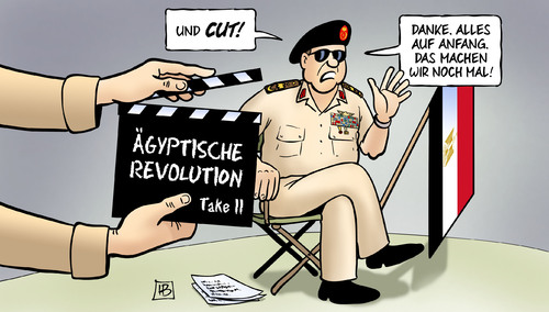 Cartoon: Revolutions-Regie (medium) by Harm Bengen tagged ägyptische,ägypten,revolution,cut,schnitt,film,regie,anfang,mursi,präsident,putsch,sturz,demokratie,militaer,tahir,kairo,harm,bengen,cartoon,karikatur,ägyptische,ägypten,revolution,cut,schnitt,film,regie,anfang,mursi,präsident,putsch,sturz,demokratie,militaer,tahir,kairo,harm,bengen,cartoon,karikatur