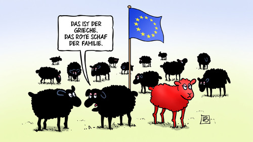 Cartoon: Rotes Schaf (medium) by Harm Bengen tagged grieche,rot,rotes,schaf,schafe,familie,schwarz,angst,eu,europa,griechenland,wahl,alexis,tsipras,links,syriza,harm,bengen,cartoon,karikatur,grieche,rot,rotes,schaf,schafe,familie,schwarz,angst,eu,europa,griechenland,wahl,alexis,tsipras,links,syriza,harm,bengen,cartoon,karikatur