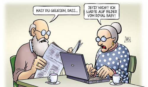 Cartoon: Royal Baby 3.0 (medium) by Harm Bengen tagged royal,baby,kate,william,england,prinz,bilder,warten,laptop,computer,susemil,harm,bengen,cartoon,karikatur,royal,baby,kate,william,england,prinz,bilder,warten,laptop,computer,susemil,harm,bengen,cartoon,karikatur