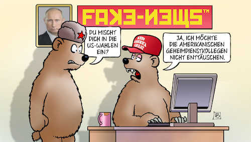 Cartoon: Russland und US-Wahlen (medium) by Harm Bengen tagged russland,einmischung,usa,wahlen,geheimdienstkollegen,bären,computer,harm,bengen,cartoon,karikatur,russland,einmischung,usa,wahlen,geheimdienstkollegen,bären,computer,harm,bengen,cartoon,karikatur