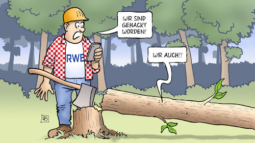 Cartoon: RWE-Hack (medium) by Harm Bengen tagged rwe,braunkohle,umwelt,stromkonzern,hambacher,forst,widerstand,räumung,wald,baum,gefällt,holzfäller,handy,internet,gehackt,cyberangriff,harm,bengen,cartoon,karikatur,rwe,braunkohle,umwelt,stromkonzern,hambacher,forst,widerstand,räumung,wald,baum,gefällt,holzfäller,handy,internet,gehackt,cyberangriff,harm,bengen,cartoon,karikatur