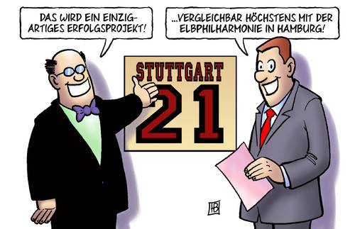 Cartoon: S21 wird gebaut (medium) by Harm Bengen tagged s21,stuttgart 21,kopfbahnhof,grube,stadt,baustelle,stuttgart,21