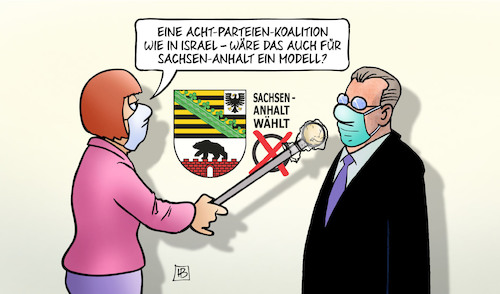 Cartoon: Sachsen-Anhalt-Koalition (medium) by Harm Bengen tagged acht,parteien,koalition,israel,sachsen,anhalt,modell,landtagswahl,corona,interview,harm,bengen,cartoon,karikatur,acht,parteien,koalition,israel,sachsen,anhalt,modell,landtagswahl,corona,interview,harm,bengen,cartoon,karikatur