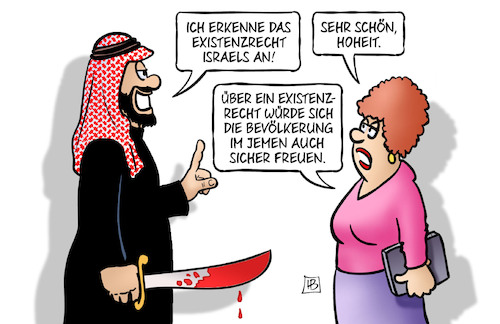 Cartoon: Saudis und Existenzrecht (medium) by Harm Bengen tagged existenzrecht,israels,saudi,arabien,kronprinz,krieg,jemen,harm,bengen,cartoon,karikatur,existenzrecht,israels,saudi,arabien,kronprinz,krieg,jemen,harm,bengen,cartoon,karikatur