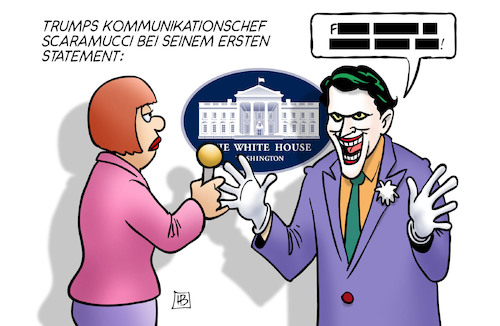 Cartoon: Scaramucci (medium) by Harm Bengen tagged trump,kommunikationschef,scaramucci,statement,interview,white,house,zensur,harm,bengen,cartoon,karikatur,trump,kommunikationschef,scaramucci,statement,interview,white,house,zensur,harm,bengen,cartoon,karikatur