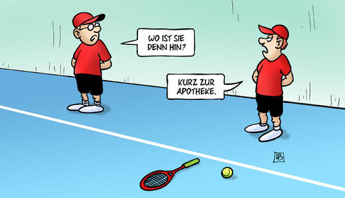 Cartoon: Scharapowa (medium) by Harm Bengen tagged scharapowa,tennis,doping,balljungen,apotheke,sperre,meldonium,harm,bengen,cartoon,karikatur,scharapowa,tennis,doping,balljungen,apotheke,sperre,meldonium,harm,bengen,cartoon,karikatur