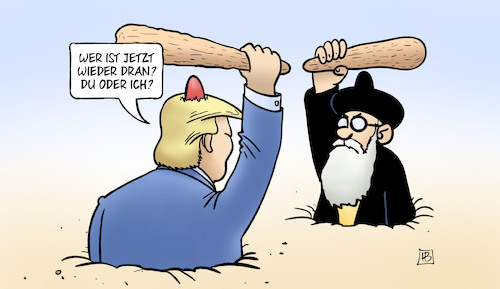 Cartoon: Schlagabtausch-Reihenfolge (medium) by Harm Bengen tagged schlagabtausch,reihenfolge,keulen,kriegsgefahr,angriff,gegenangriff,eskalation,nah,ost,trump,usa,iran,irak,sanktionen,toetung,ermordung,kassem,soleimani,krieg,harm,bengen,cartoon,karikatur,schlagabtausch,reihenfolge,keulen,kriegsgefahr,angriff,gegenangriff,eskalation,nah,ost,trump,usa,iran,irak,sanktionen,toetung,ermordung,kassem,soleimani,krieg,harm,bengen,cartoon,karikatur